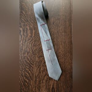 Vintage 🎩 Stringbeans Skinny Rockabilly Steampunk Gray Necktie EUC $19